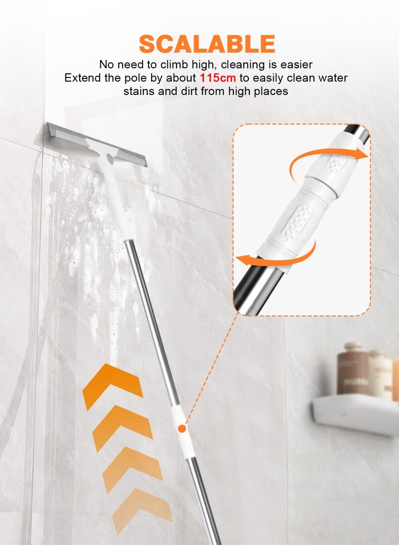 HomarKet Multifunction Magic Broom, Squeegee Broom for Floor, Rubber Silicone Broom with Small Cleaning Brush for Floor Cleaning, Magic Broom Sweeper for Living Room, Kitchen, Bathroom-Easy Dry The Glass (Grey, 45.3 INCH) - Image 5